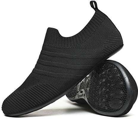 QZKDM Adult Lightweight Non-Slip Grip Indoor or Outdoor House Slippers House Home Shoes Comfort & Chic Style for Men Women (QZ20033AllBlack41)
