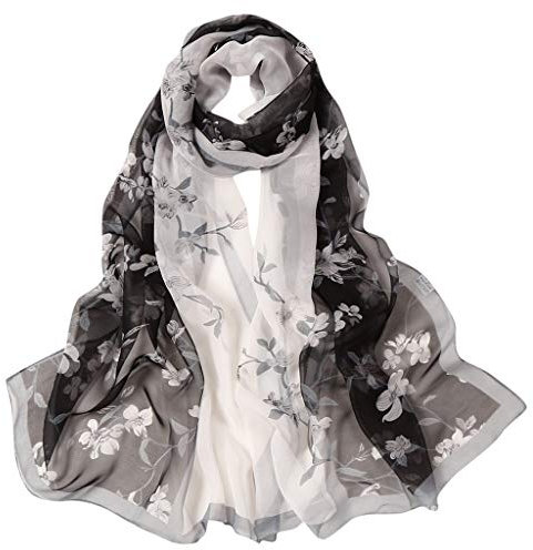Damen Seidenschal Blume Seidenschal Eleganter bunter Luxus Seidenschal Leichtes Muster Design Farbverlauf Schal Satin Cashew Blume Quadratischer Schal