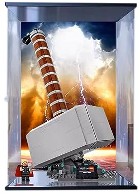 Acrylic Display Case for Lego Marvel Thor Hammer 76209,Showcase,Protect & Decorate Model with Dustproof Storage,Gift for Collectibles (Background B)