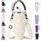 AceTreker Stanley Becher-Tragetasche mit Gurt und Strohhalm-Abdeckung, Vakuum-Edelstahl-Rambler-Hülle mit Handytasche, Neopren-Wasserflaschen-Halter für Stanley Trinkbecher, Zubehör, cremefarben, 40