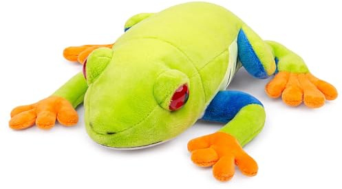 Tiny Heart Laubfrosch Stofftier realistisches Laubfrosch Plüschtier krabbelndes Haustier schönes Tier niedliche und weiche Geschenke Plüsch Laubfrosch für Kinder Spielzeug Grün 9”