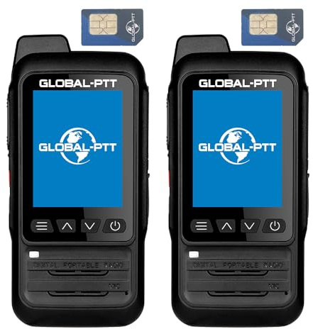 GLOBAL-PTT P0 GPS 2-Pack 4G Walkie Talkies with SIM Cards - Nationwide Coverage Unlimted Communication Long Range PoC Two Way Radios IP67 Waterproof Design (GPS)