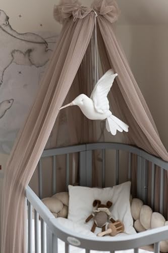 Waldin Baldachin, Himmel und Himmelstange zur Befestigung am Bett, OHNE Bett, Taupe