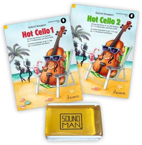 Hot Cello 1 und 2: (Starterset) mit Online-Material ISBN 9783795726959/9783795731304 - ED 21556D + Soundman Kolophonium für Cello