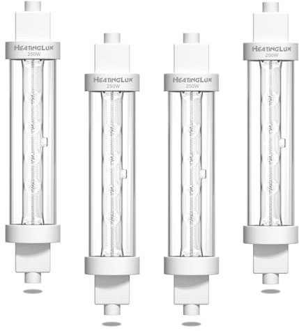 HeatingLux 250w Gantry Lights Jacketed Food Lamp, Catering Heat Lamp Bulb 118mm R7s,R7S Food Heat Lamp Bulb, Buffet Food Warmer Lights, Food Safe Bulb Lights for Catered Event,Canteen,Buffets