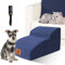 Myiosus 2-Step Dog Steps, High Density Foam Pet Stairs with Waterproof Cover, Non-Slip Design for Sofa Bed Couch, Puppy Ramp for Indoor Use, Blue, 55x40x30cm
