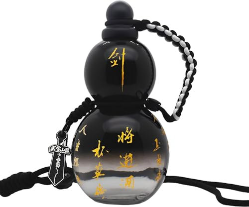 Fans du jeu Black Myth Wukong, style rétro chinois, bouteille d'eau transparente de style gourde, bouteille d'eau de sport étanche avec bouchon à vis (A dégradé noir)