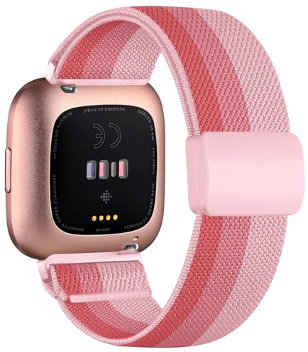 Chinbersky Elastisches Armband Kompatibel mit Fitbit Versa 2/Versa/Lite/SE für Frauen Männer - Magnetische Schließe, Nylon Stoff Sport Ersatzband