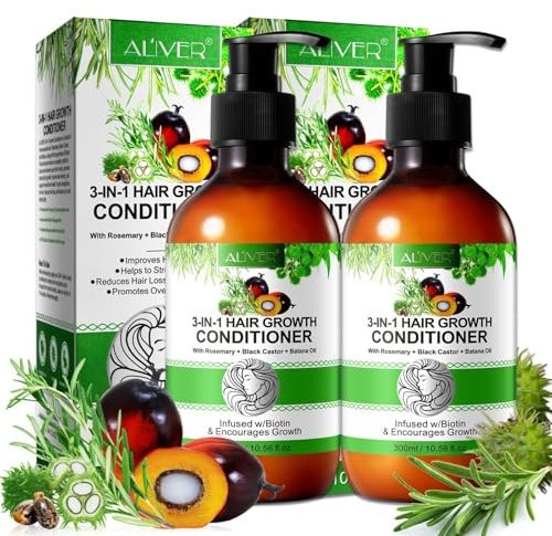 P-BEAUTY 3-IN-1 Hair Growth Conditioner & Spülung 2 x 300ml - pflegende Spülung für gesundes glänzendes Haar Haardichte Haarwachstum & Haargesundheit - mit Rosmarin, Schwarzem Rizinus und Batana Öl