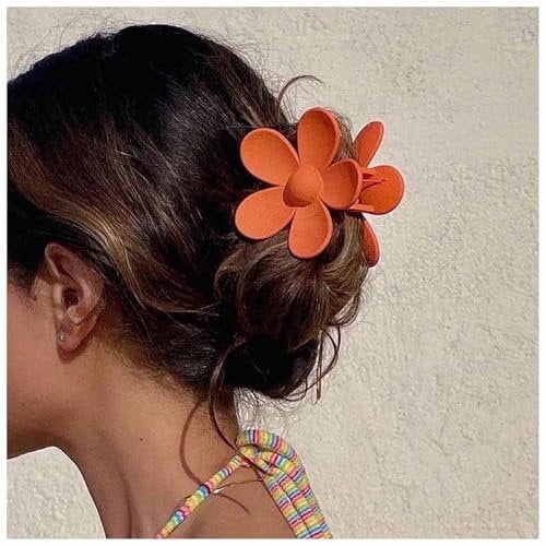 Dervivea Flower Hair Claw Clip Matte Flower Hairclip Clamp Large Plastic Flower Hair Clips Orange Flower Hair Clamps Summer Daisy Hairclip Claw Decorative Hair Accessories for Women Headdress