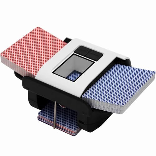VQP Automatischer Kartenmischer, 1-2 Deck Spielkarten Shuffler, One Press Auto oder Manuelle Mischmaschine, leise für UNO Blackjack Bridge Phase 10 Skip-Bo, wiederaufladbar tragbar für Reisen, kein