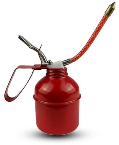 Jwthee Ölkanister mit rotem Hebel, Ölkannenpumpe, Ölkanister, Flexibler Schlauch, Ölkannenpumpe, Handpumpe, Ölkanister, Pumpenöler mit Metall und langem flexiblem uf (400 ml)
