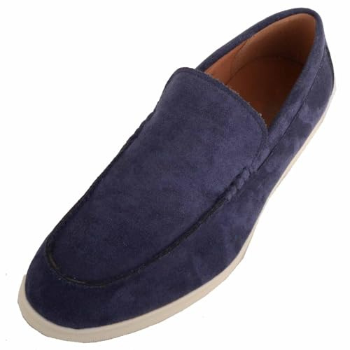 ABSOLUTE FOOTWEAR Mens Easy Slip On Suede Look Casual Loafer Shoe with Constrast Sole - Navy - UK 7 / EU 41