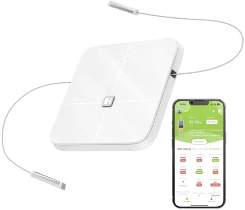 HAMMER Körperanalysewaage Body Screen TX, weiß, 8 Sensoren, 43 präzise und relevante Gesundheitsdaten, Analyse der Körperzusammensetzung inkl. App, Bluetooth