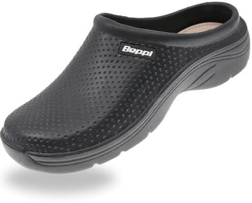BEPPI Zuecos Comfort de la Marca Trabajo y Ocio Comodidad en Cualquier Ocasión Hospital Hogar Cocina e Jardín (Negro, Sistema Tallas Calzado EU, Adulto, Hombre, Números, Mediano, 42)