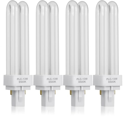 Holidyoyo 4 Piezas Bombilla Fluorescente De Pines 2U 13W LáMpara De Doble Tubo Para IluminacióN Eficiente Y Ahorro EnergéTico FáCil InstalacióN