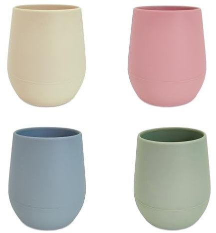 Druuzyl Vaso Aprendizaje Bebe Silicona, 4pcs para Bebé, Taza de Agua en Silicona Suave Antigoteo, para Bebés a Partir de los 6 Meses entrenamiento de alimentación infantil