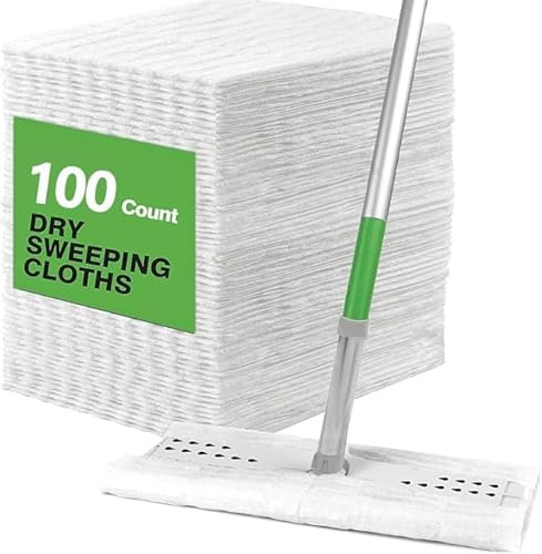 100 Lingettes Sèches de Rechange pour Balai – Retiennent 3 Fois Plus de Poussière, Saleté et Poils Qu’Un Balai Classique – Tampons Jetables pour Nettoyage des Sols