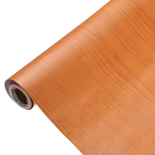 sourcing map Wood Grain Contact Paper 60 x 300cm Self-Adhesive Wallpaper Waterproof Wood Peel and Stick Countertops for Home Kitchen Countertop Cabinet Bathroom, Orange