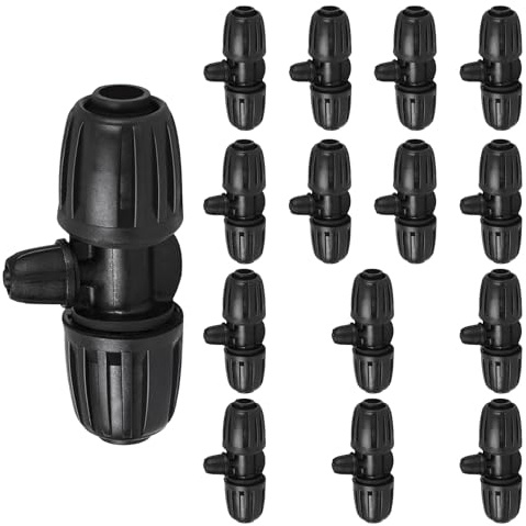 Hydrogarden 15 connettori a T spinati bloccati, kit di raccordi per irrigazione a goccia da 5/16 a 1/4, da 8/12 mm a 4/7 mm, connettore femmina a 3 vie per sistema di irrigazione