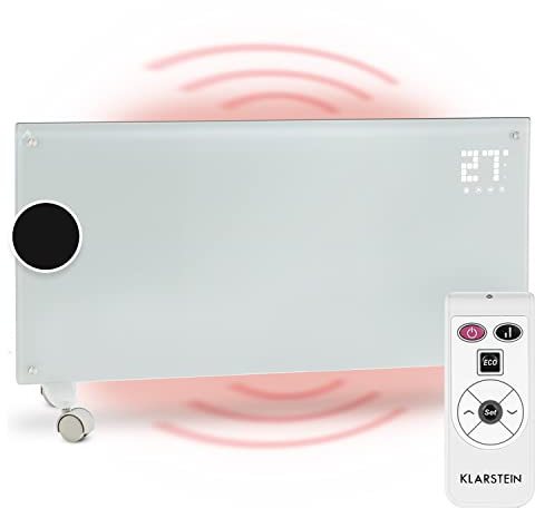 Klarstein Stufa Elettrica Basso Consumo 2000W, Termoconvettore con Rotelle, Termosifone Portatile a Parete con Termostato, Stufetta per Casa