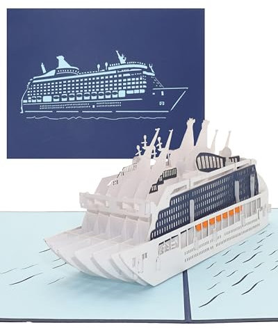 Pop Up Karte Kreuzfahrtschiff – 3D Geburtstagskarte Modell Kreuzfahrt – Reisegutschein, Deko, Einladungskarte, Geschenkverpackung & Gutschein