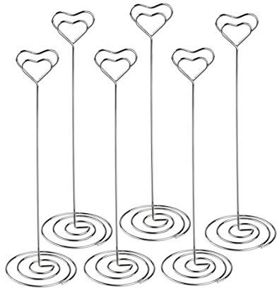 UEETEK 12Pcs Herz Form Memo Clip Foto Clip Namenskarten Halter mit großem Strudel Standplatz für Hochzeits Geburtstags Party Dekor / Büro Klipp Gebrauch