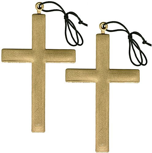 Spassprofi 2 goldene Kreuze für Kirchenkostüme wie Papst Mönch Kardinal Priester Kirche Kreuz Gold