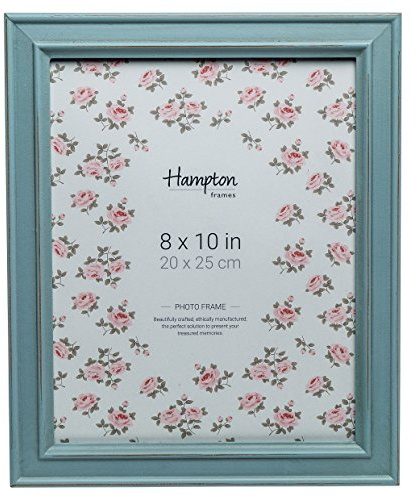 Hampton Frames | Cadre photo, bois vieilli, bleu, 20 x 25 cm | Verre, à poser ou accrocher, fixation sécurisée | Décoration pour maison ou bureau