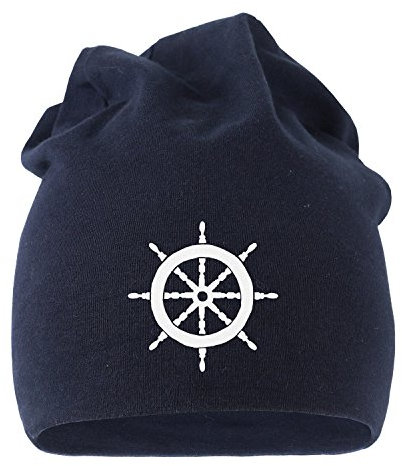 MoonWorks Coole Beanie aus weichem Jersey mit Steuerrad, Mütze für Herren und Damen, Navy Unisize