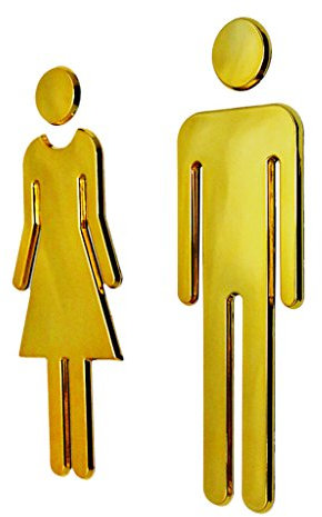 Generic Damen und Herren WC Schild Aufkleber Toilette Badezimmer Plakette - Gold