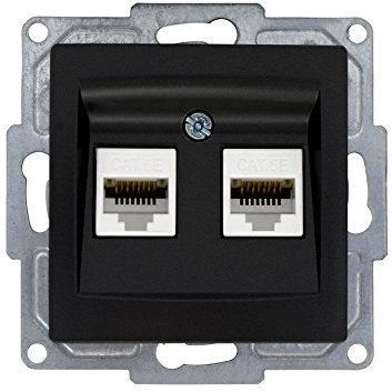 Gunsan Visage Datenbuchse 2-fach CAT5e Internet Netzwerk Unterputz Schwarz