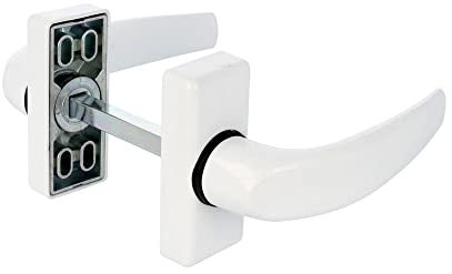 Amig - Juego de 2 Manillas de Roseta para Puertas - Mod. DELTA - 121 x 72 mm - Cuadradillo de 8 mm - Diseño Elegante y Sencillo - Manija de Agarre Ergonómico - Aluminio Blanco