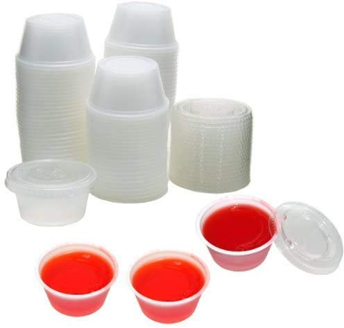 Polar Ice 100 Count Plastic Jello Shot Cups with Lids, 2-Ounce (100, Translucent)