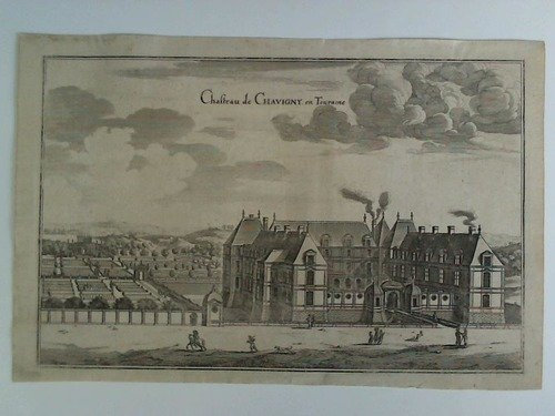 Chatteau de Chavigny en Touraine - Ansicht des Schlosses von Chavigny in Lerné (Frankreich) im Kupferstich