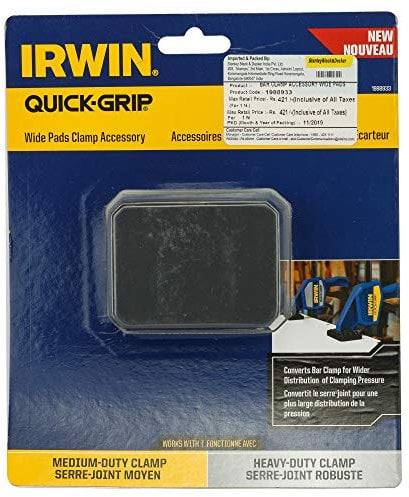 IRWIN 1988933 Quick-Grip Wide Pads for One-Handed Bar Clamps - Black/Blue