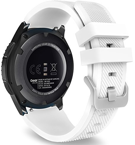 MoKo Bracelet Sport Compatible avec Samsung Galaxy Watch 3 45mm/Galaxy Watch 46mm/Gear S3 Frontier/Classic, 22mm Bracelet de Remplacement en Silicone Souple pour Hommes Femmes, Blanc