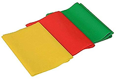CanDo Trainingsband LATEXFREI / Widerstandsband / Gymnastikband - 3er PACK - gelb/rot/grün (sehr leicht/leicht/medium) - jeweils 1,5 m Länge