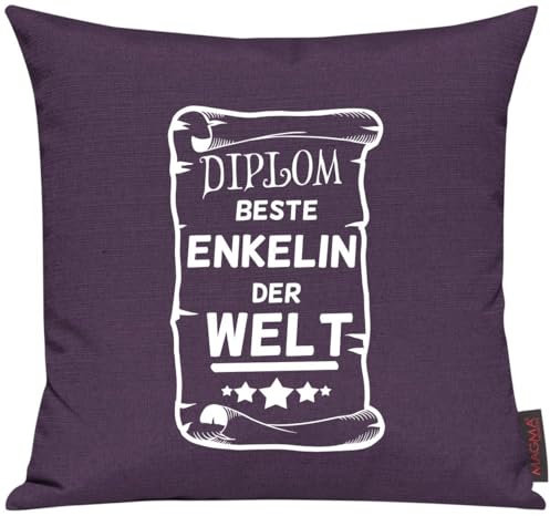 Kissenhülle für Auserwählte! Sofakissen Motiv Diplom beste Enkelin der Welt, Farbe aubergine