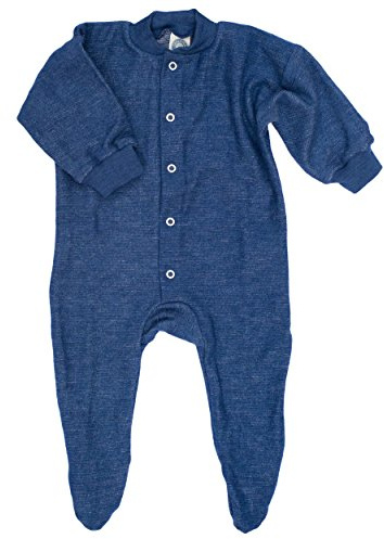 Cosilana, Schlafanzug/Strampler mit Fuß, 100% Wolle (kbT) (74, Blau)