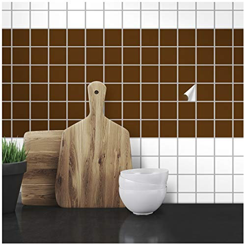 Wandkings Fliesenaufkleber - Wähle eine Farbe & Größe - Braun Seidenmatt - 5 x 5 cm - 20 Stück für Fliesen in Küche, Bad & mehr