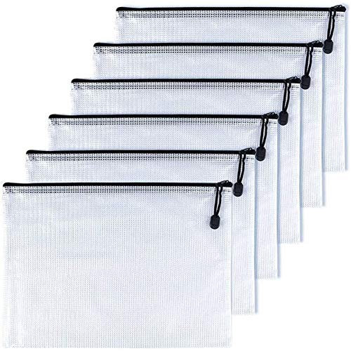 Oaimyy Dokumententasche B6,6 Stück Dokumententaschen mit Reißverschluss, Mesh-Kunststoff-Reißverschlusstaschen für Dokument, Büro, Schule, Papier, Dokumente, Hausaufgaben, Kosmetik(Schwarz)