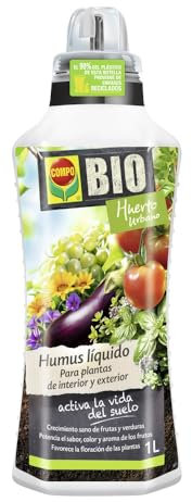 COMPO Humus líquido, Crecimiento sano de frutas y verduras, Apto para agricultura ecológica, 1L