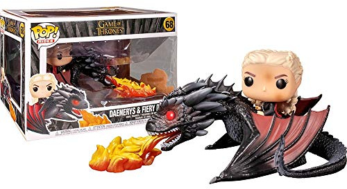 Funko POP! Rides: Game of Thrones - Daenerys Targaryen on Fiery Drogon | Offizielles Fantasy Merch - Vinyl Sammelfigur als Regal Deko - Geschenkidee zum Geburtstag für Fans und Sammler