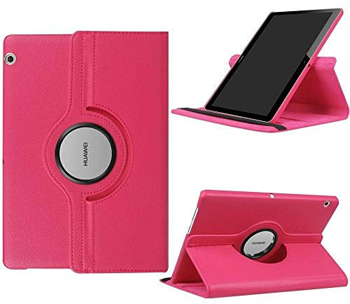 MUNDDY- Funda GIRATORIA 360º con Soporte para Huawei MediaPad T5 10,rotable 360° (Solo la Funda, Rosa)