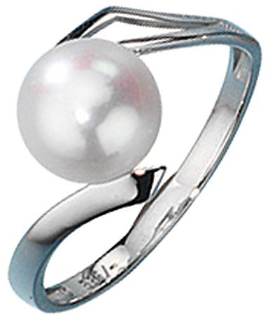 Jobo Damen-Ring aus 333 Weißgold mit Perle Größe 60