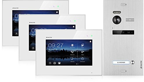 Balter EVO Video Türsprechanlage ✓ Touchscreen 3X 7 Zoll Monitor ✓ Smartphone App ✓ 2-Draht Bus ✓ Türstation für 1 Familienhaus ✓ 1 Türklingel ✓ 150° Weitwinkel-Kamera