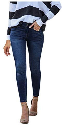 Jean Fantaisie Jeggings à imprimé Skinny Stretch pour Femmes Couture Leggings en Denim Ethnique Grande Taille Haute Pas Cher Militaire Enceintes Fluide Cargo été Hiver Yoga Sport Large (B Marin, L)