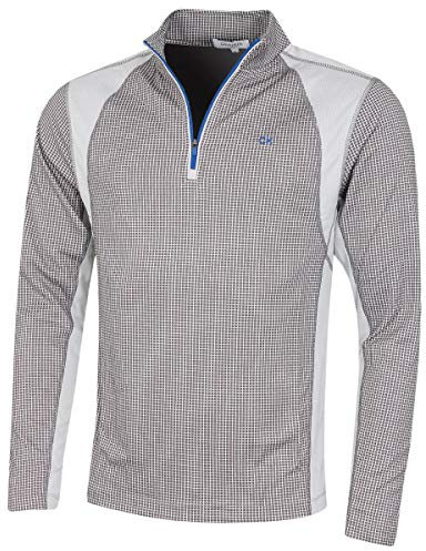 Calvin Klein Mens Micro Grid Half Zip Mid Layer - Slate/Silver - XXXL