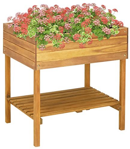 vidaXL Akazienholz Massiv Hochbeet Blumentopf Pflanzkasten Blumenkasten Anzuchttopf Kräuterbeet Anzuchtbeet Frühbeet 78,5x58,5x78,5cm